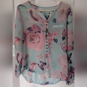 Sheer flower blouse